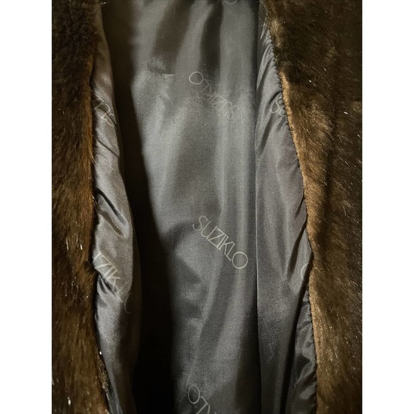 VNTG Suziklo RARE Made in Paris France Faux Fur Coat Chocolate Brown Size 1 - Picture 10 of 11